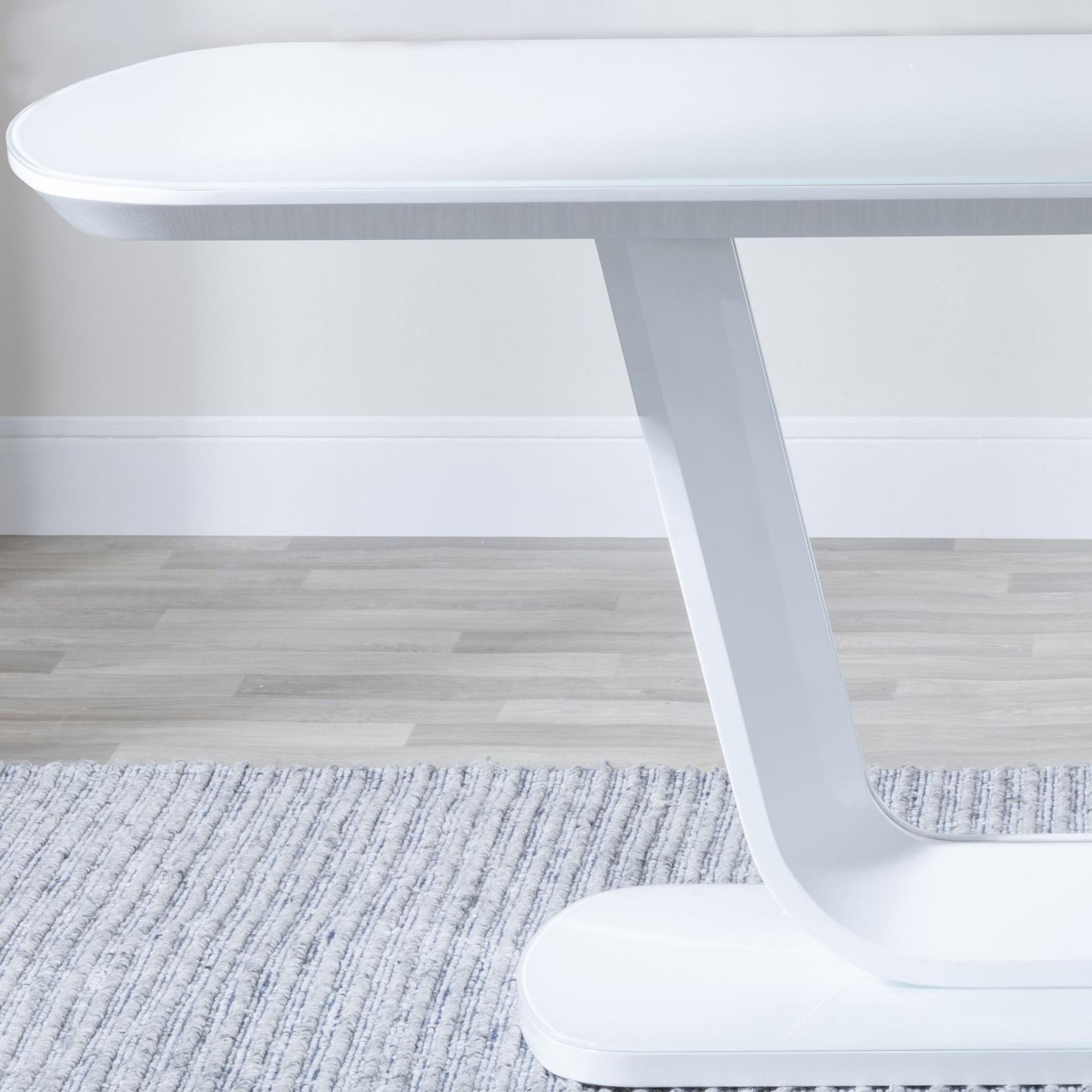 Product photograph of Athos White Gloss 6 Seater Dining Table With Glass Top from Choice Furniture Superstore.